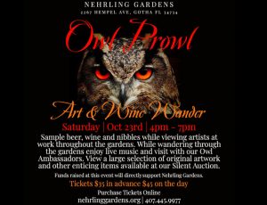 Owl Prowl Art Show at Nehrling Gardens