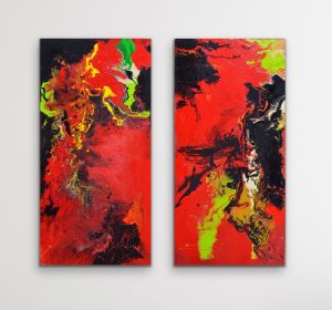Intensity Abstract by Red, 2) 48 x 24, Acrylic on Gallery Wrap Canvas
