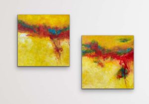 Walking On Sunshine Abstract Diptych by Red on Display, 24x24, Gallery Wrap Canvas
