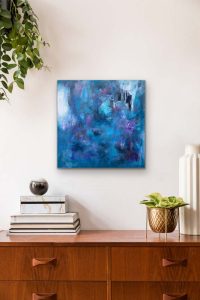 Acrylic Abstract by Red, 24" x 24", gallery wrap canvas, hung over dresser