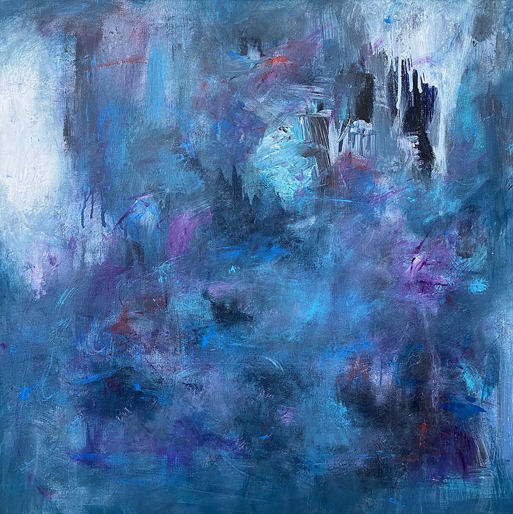 Purple Haze Acrylic Abstract by Red, 24" x 24", gallery wrap canvas