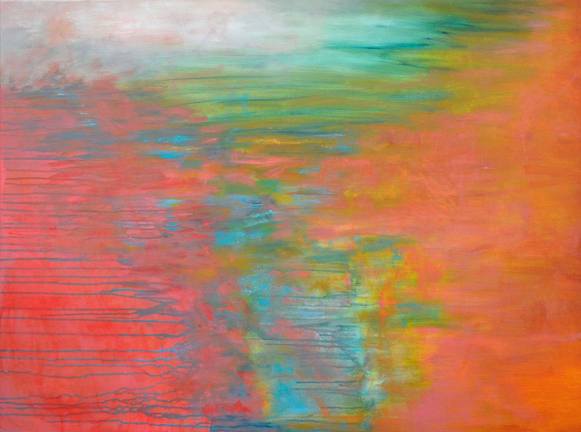 Miami Sunset Abstract 48x36 Acrylic Gallery Wrap Canvas