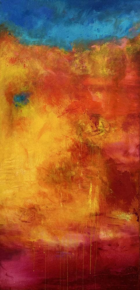 Sun's Reflections By Red, Abstract, Acrylic gallery Wrap Canvas, 48 x 24