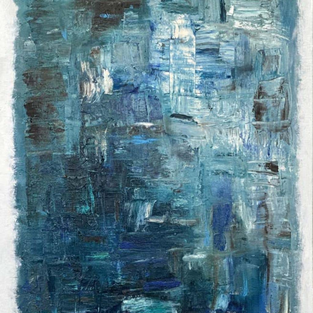 Echoes of Blue Abstract by Red, Oil, 36" x 24"