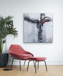 Santa Fe Dance Abstract Hung with Dusty Rose Chair