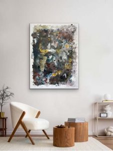 Earthy Vibes by Acrylic Painting Hung in a Casual Room 