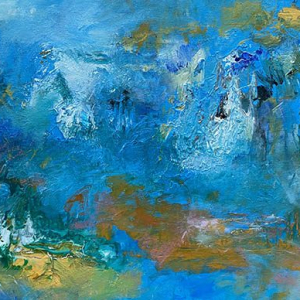 Caribbean State of Mind Mixed Media Abstract by Red, 24x48, Gallery Wrap Canvas