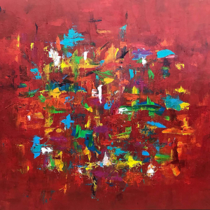 Mischievous - a bold, colorful abstract, 30" x 40", gallery Wrap Canvas