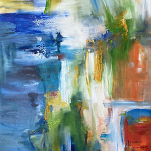 Playful by Red, 72" x 36", Oil Abstract