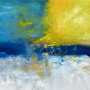 Where The Skies Are Blue Oil Abstract by Red, 36" x 48", gallery Wrap Canvas